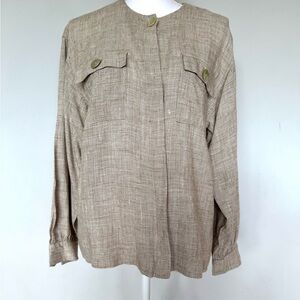 Vintage Linen Blend Button Down | EUC | Beach | Neutral